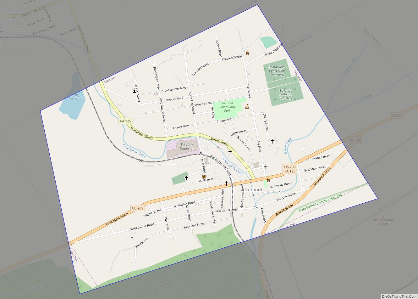 Map of Tremont borough, Pennsylvania