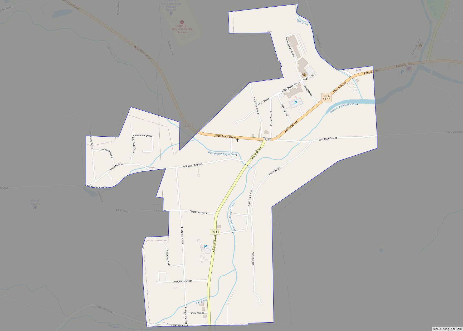 Map of Troy borough, Pennsylvania