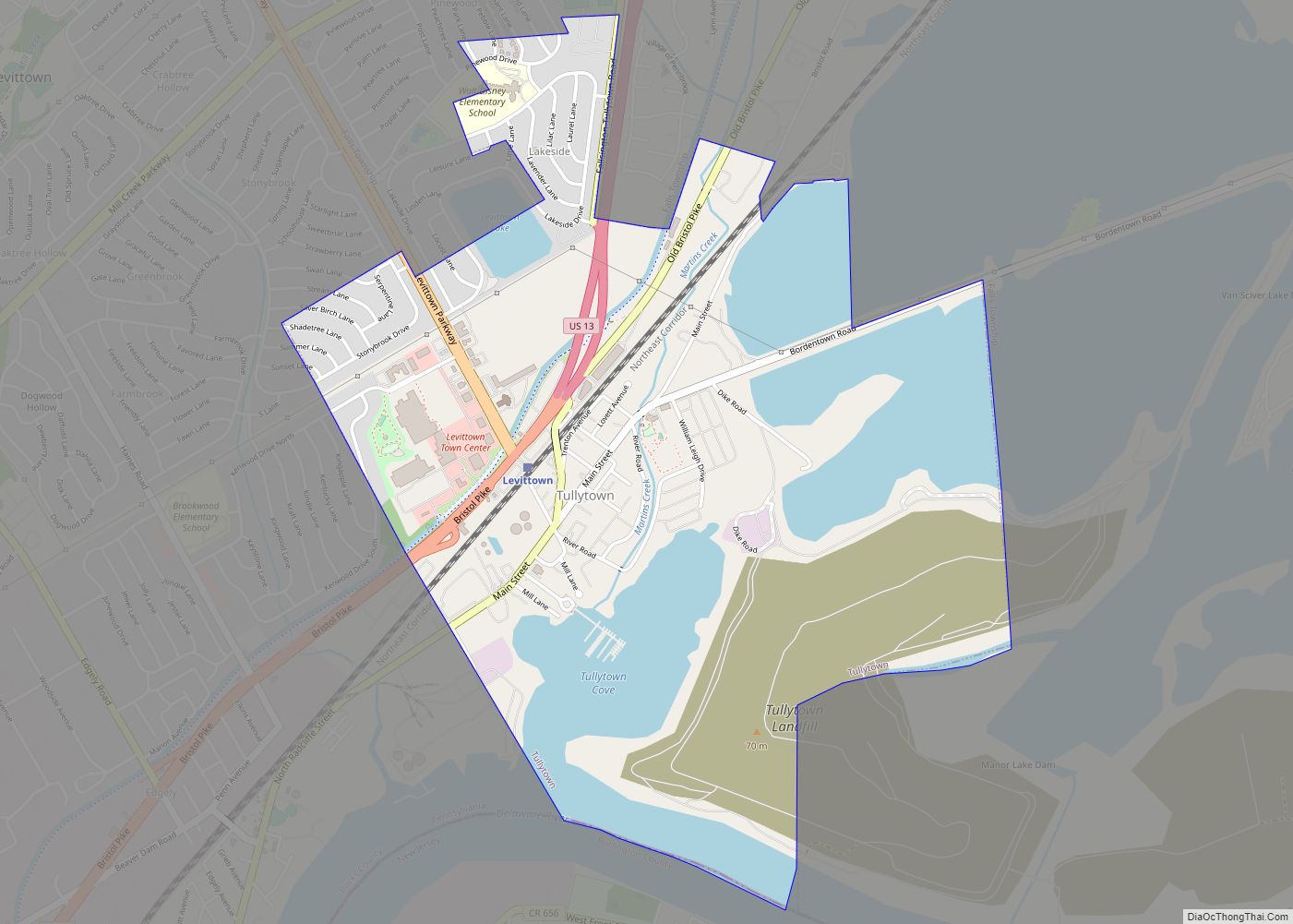 Map of Tullytown borough