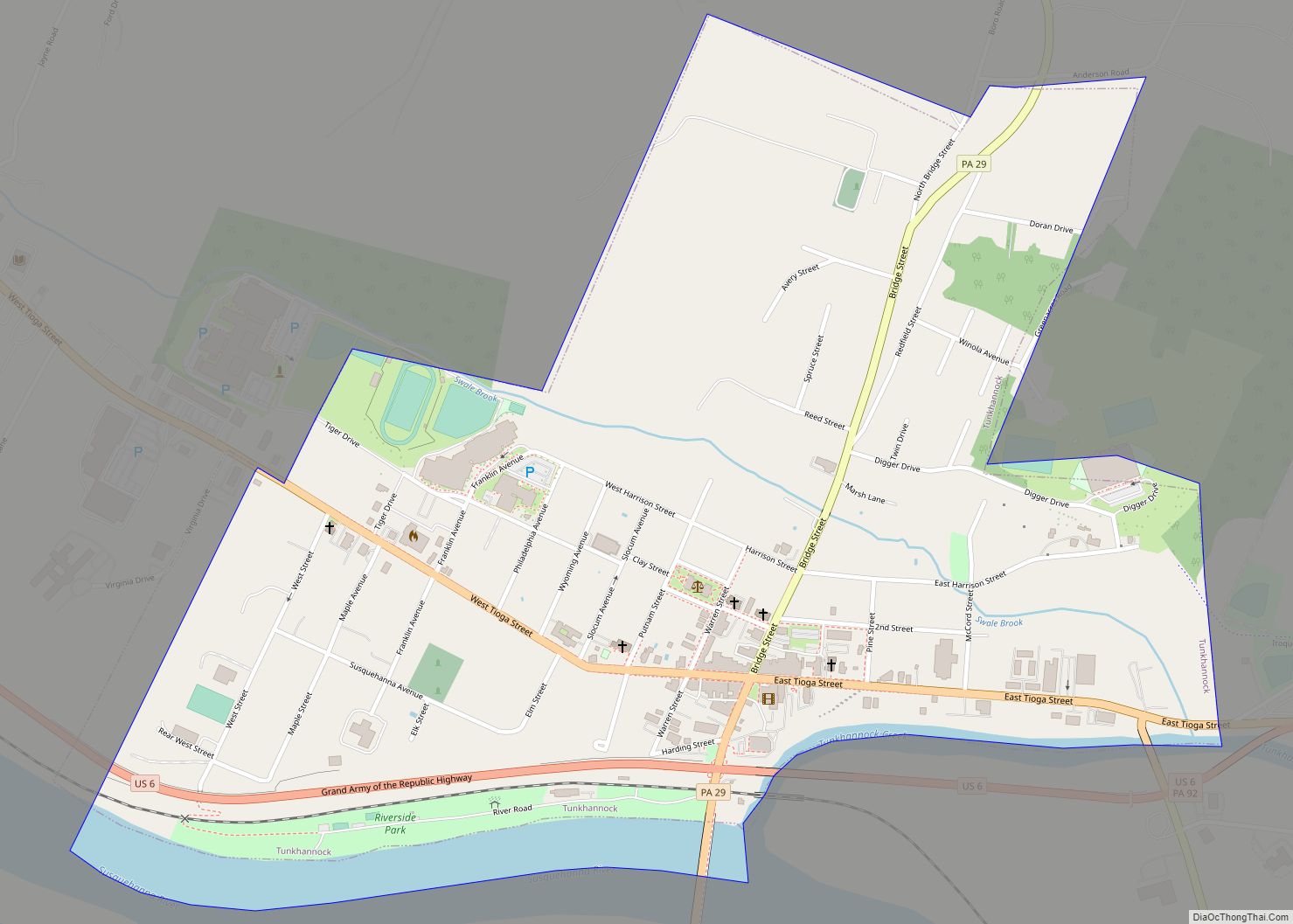 Map of Tunkhannock borough