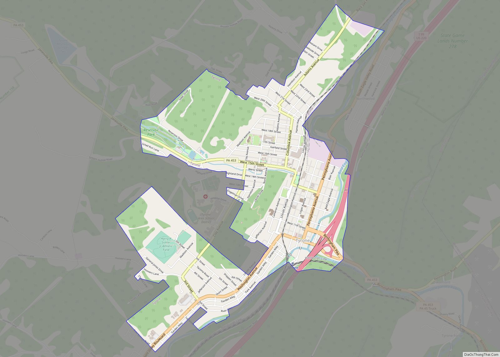 Map of Tyrone borough, Pennsylvania