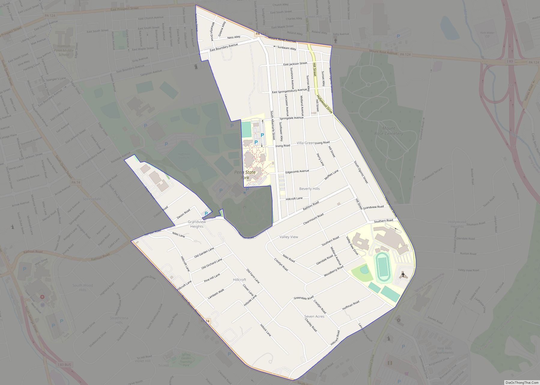 Map of Valley View CDP, Pennsylvania