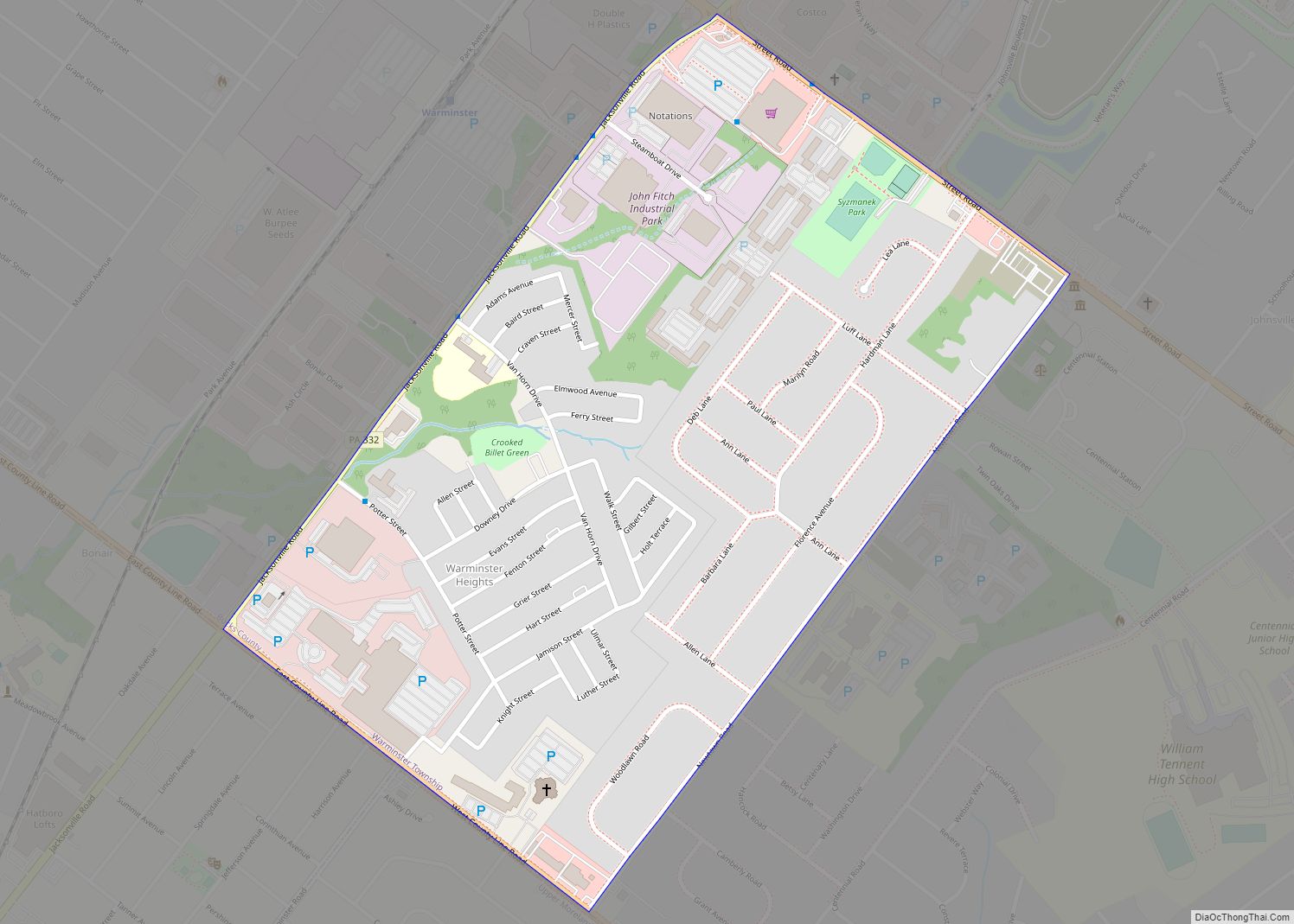 Map of Warminster Heights CDP