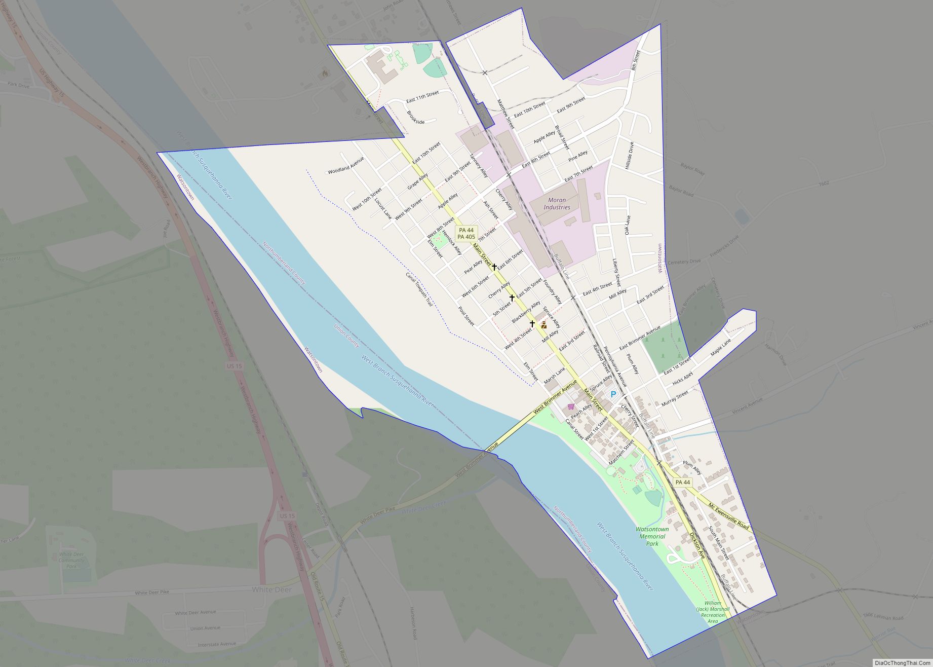 Map of Watsontown borough