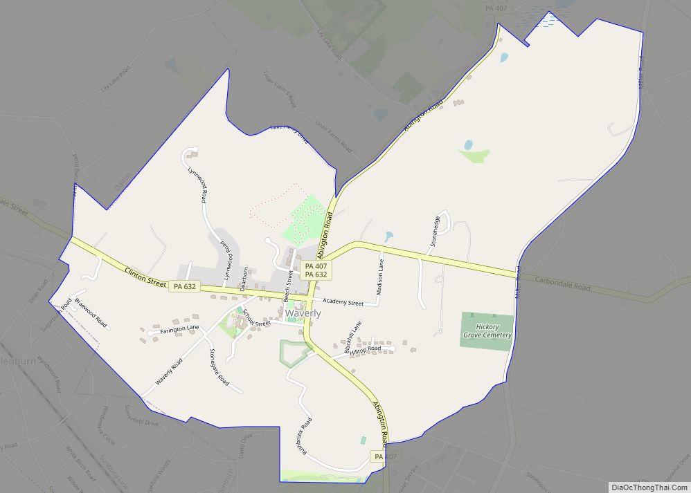 Map of Waverly CDP, Pennsylvania