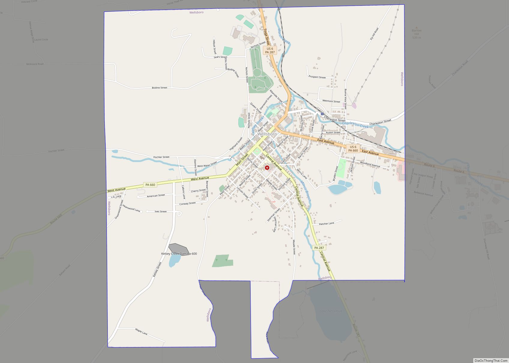 Map of Wellsboro borough