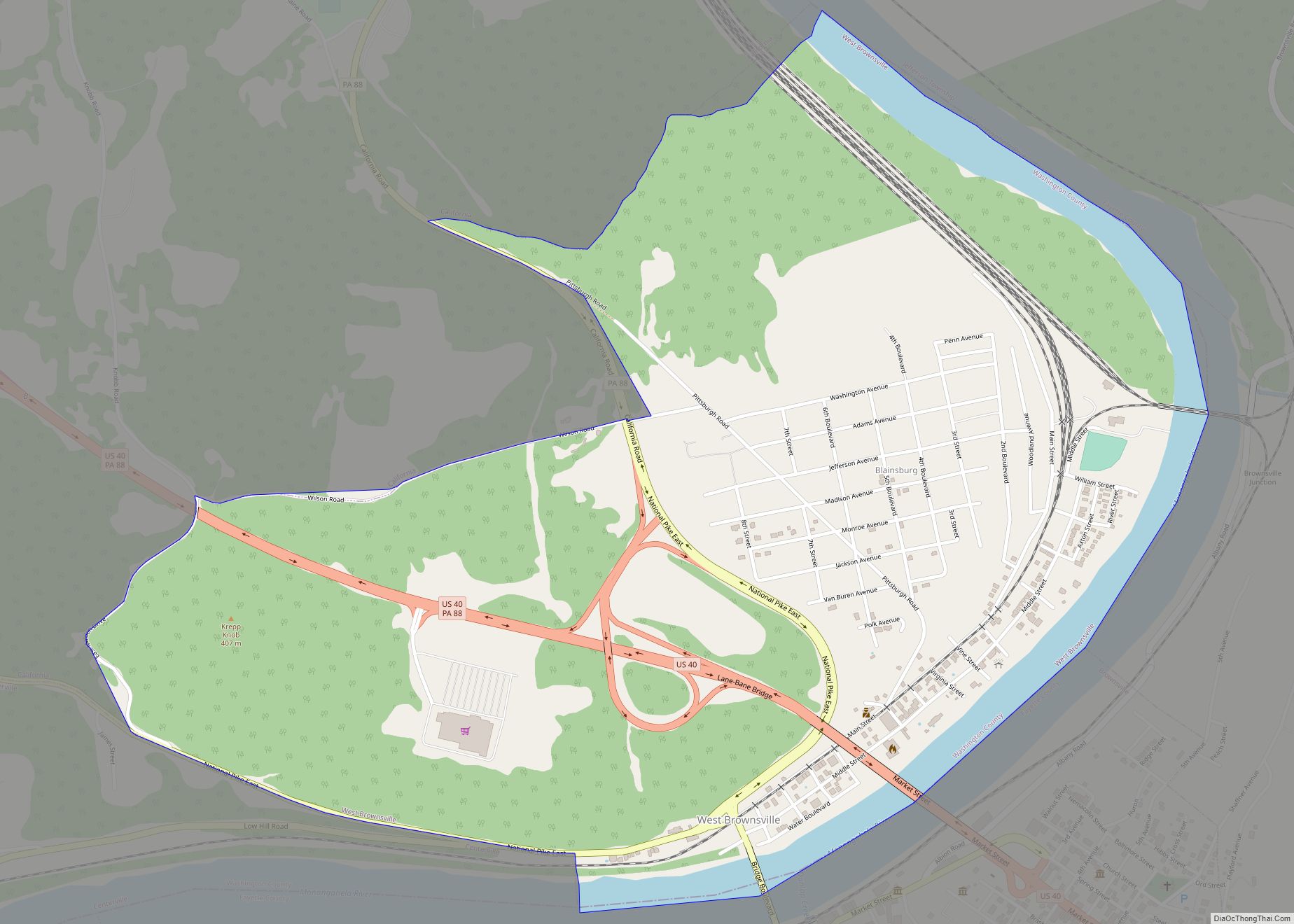 Map of West Brownsville borough