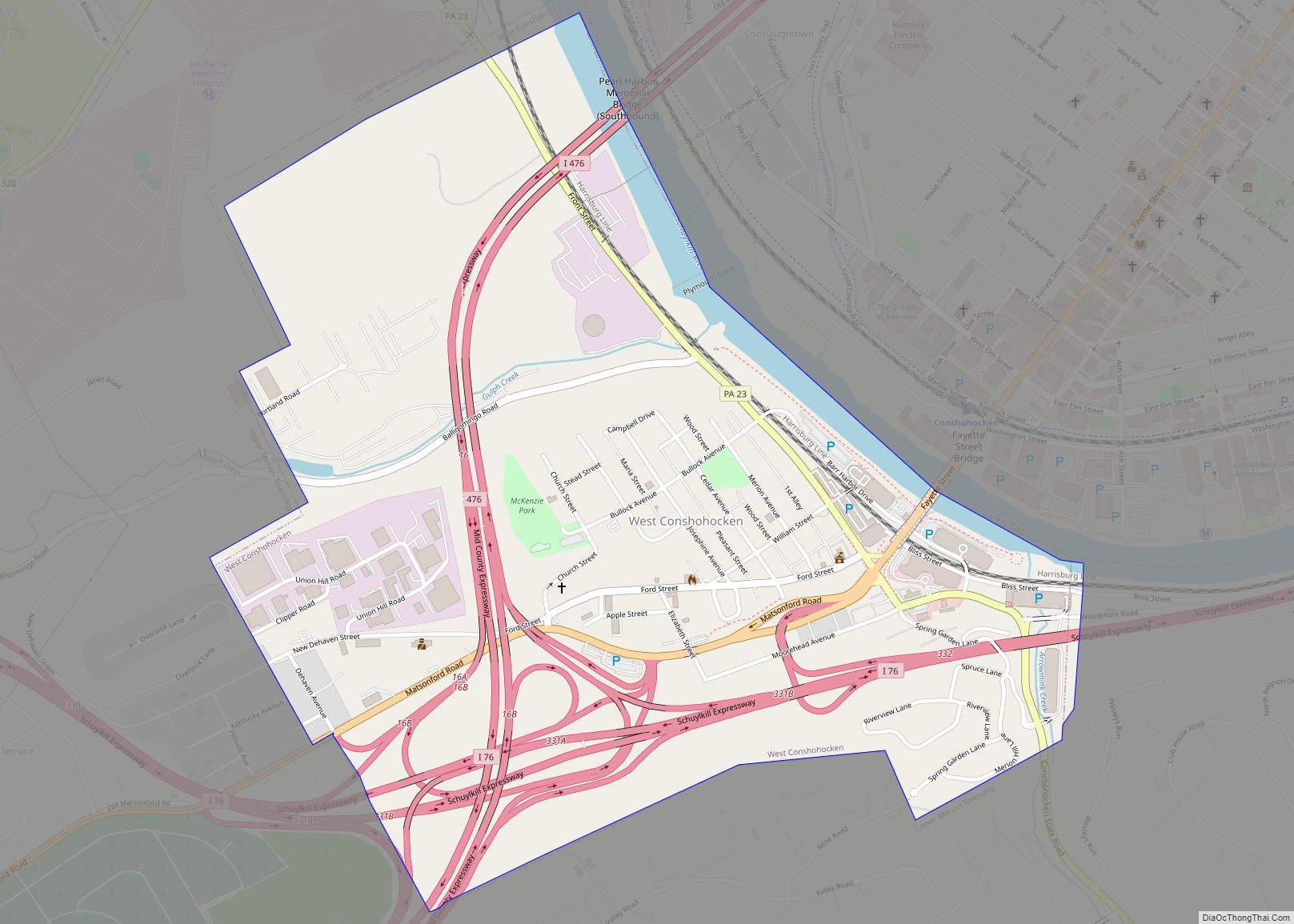 Map Of West Conshohocken Borough   West Conshohocken 