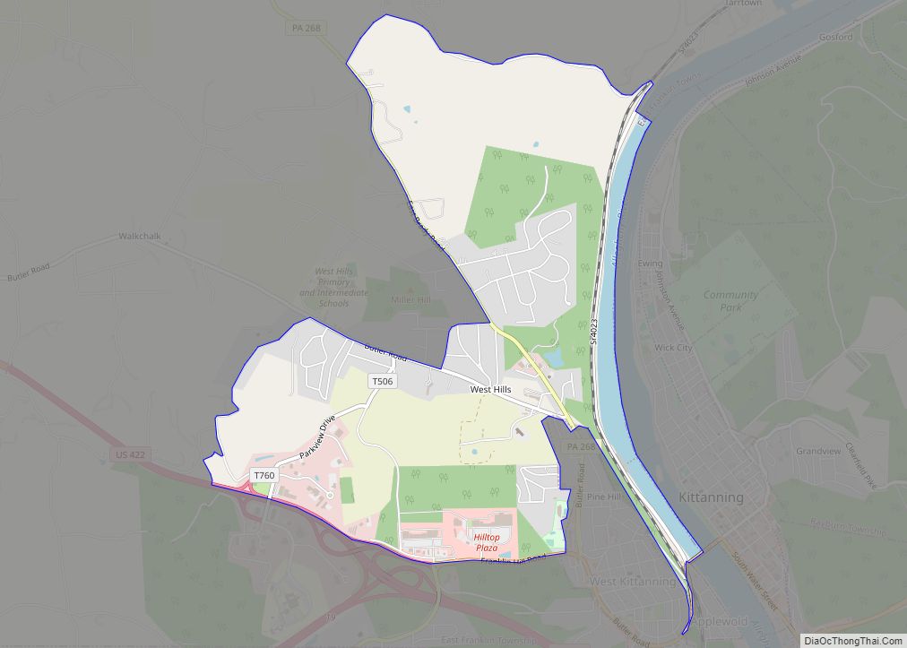 Map of West Hills CDP, Pennsylvania