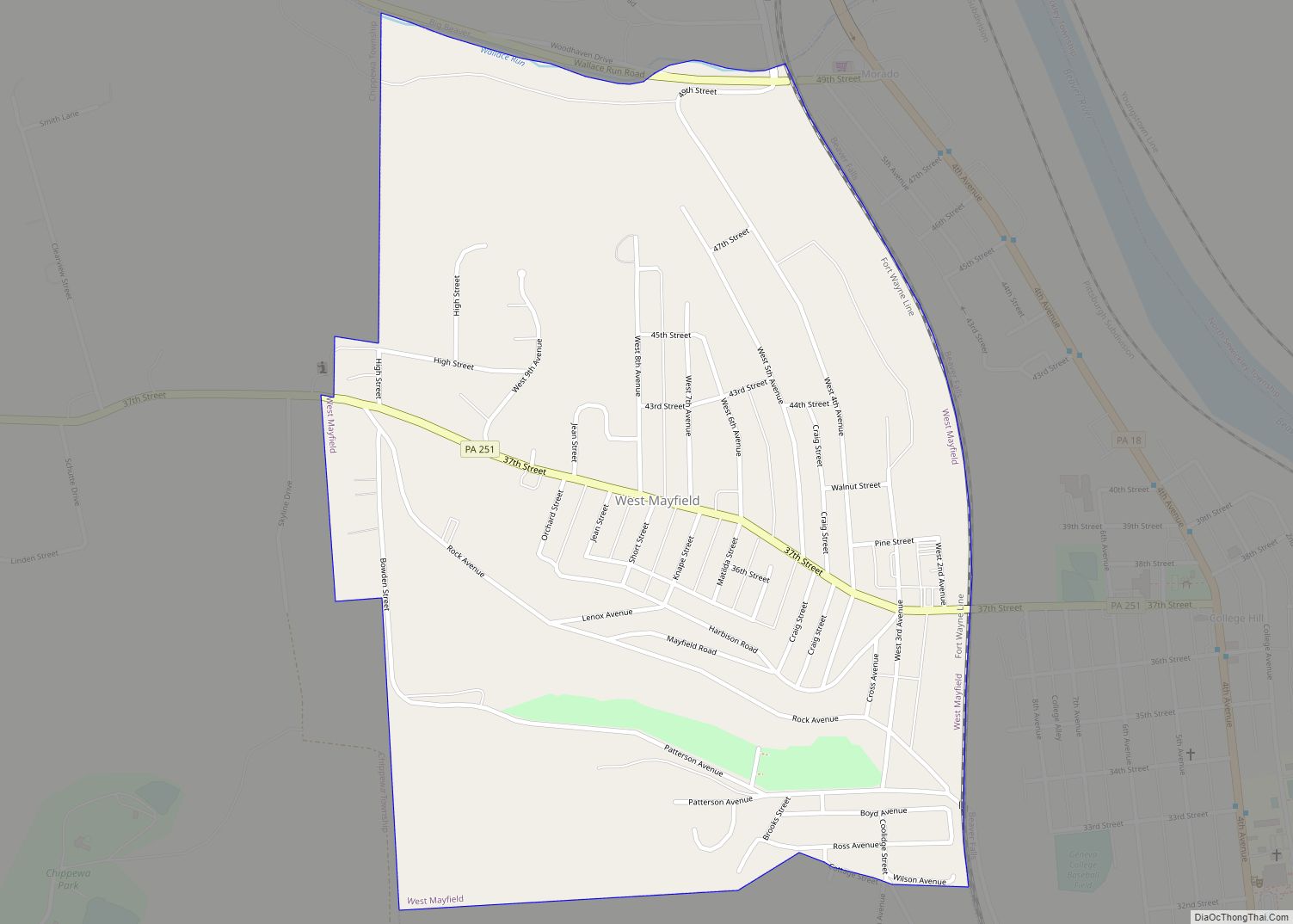 Map of West Mayfield borough