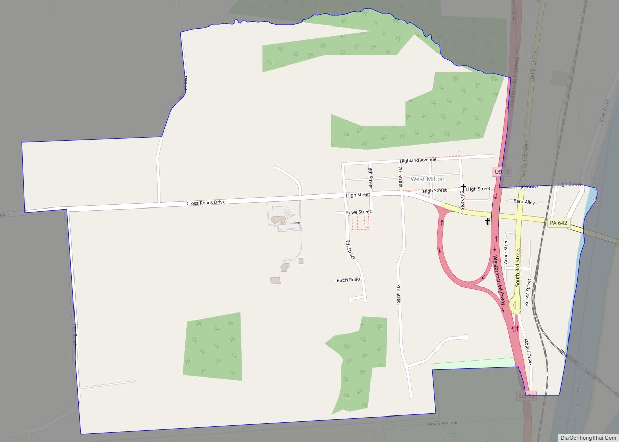 Map of West Milton CDP, Pennsylvania