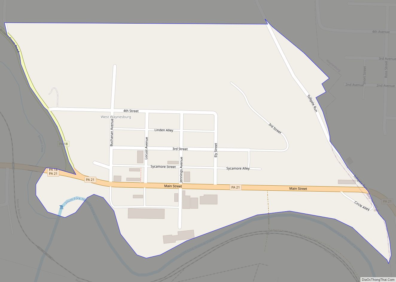 Map of West Waynesburg CDP