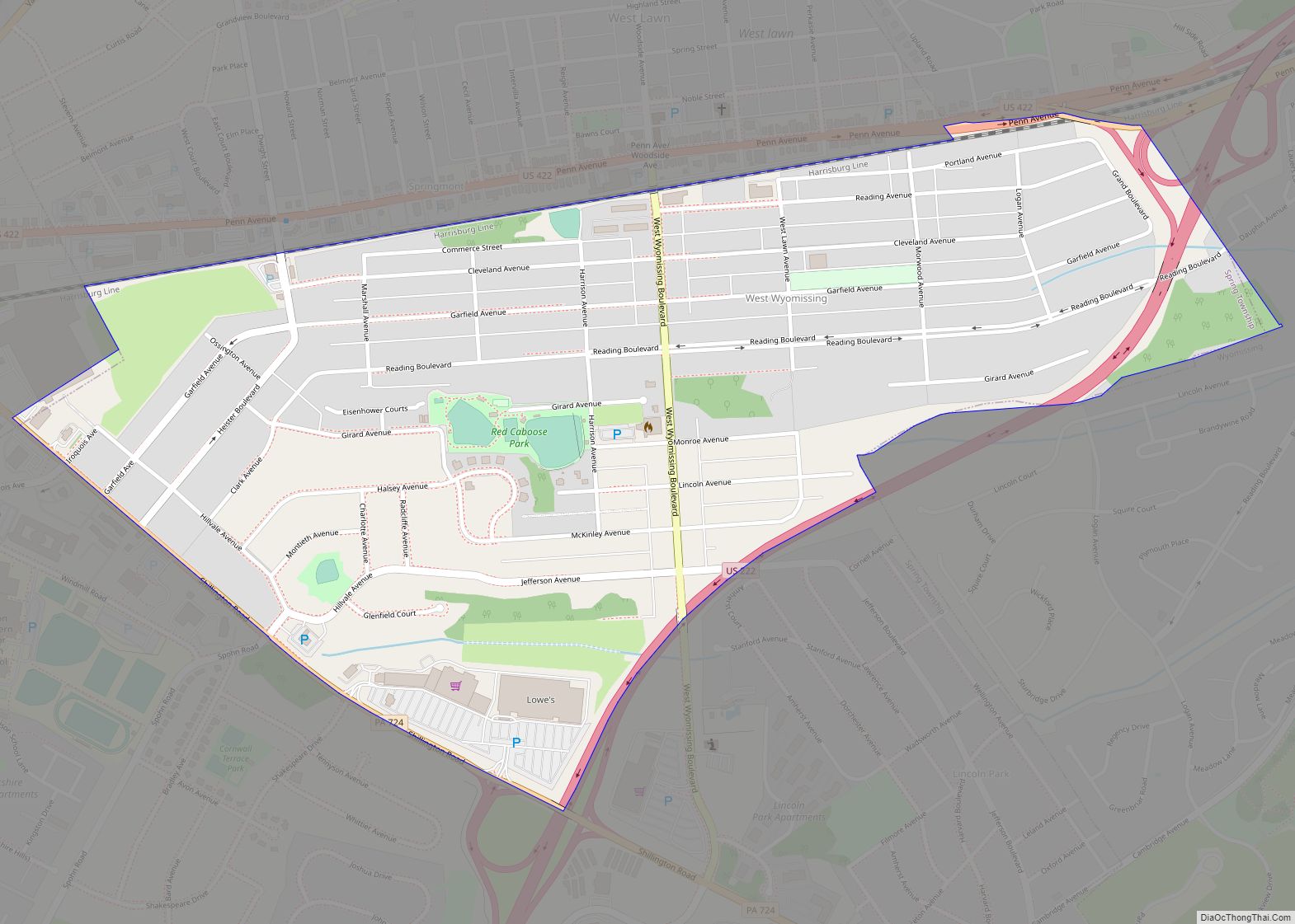 Map of West Wyomissing CDP