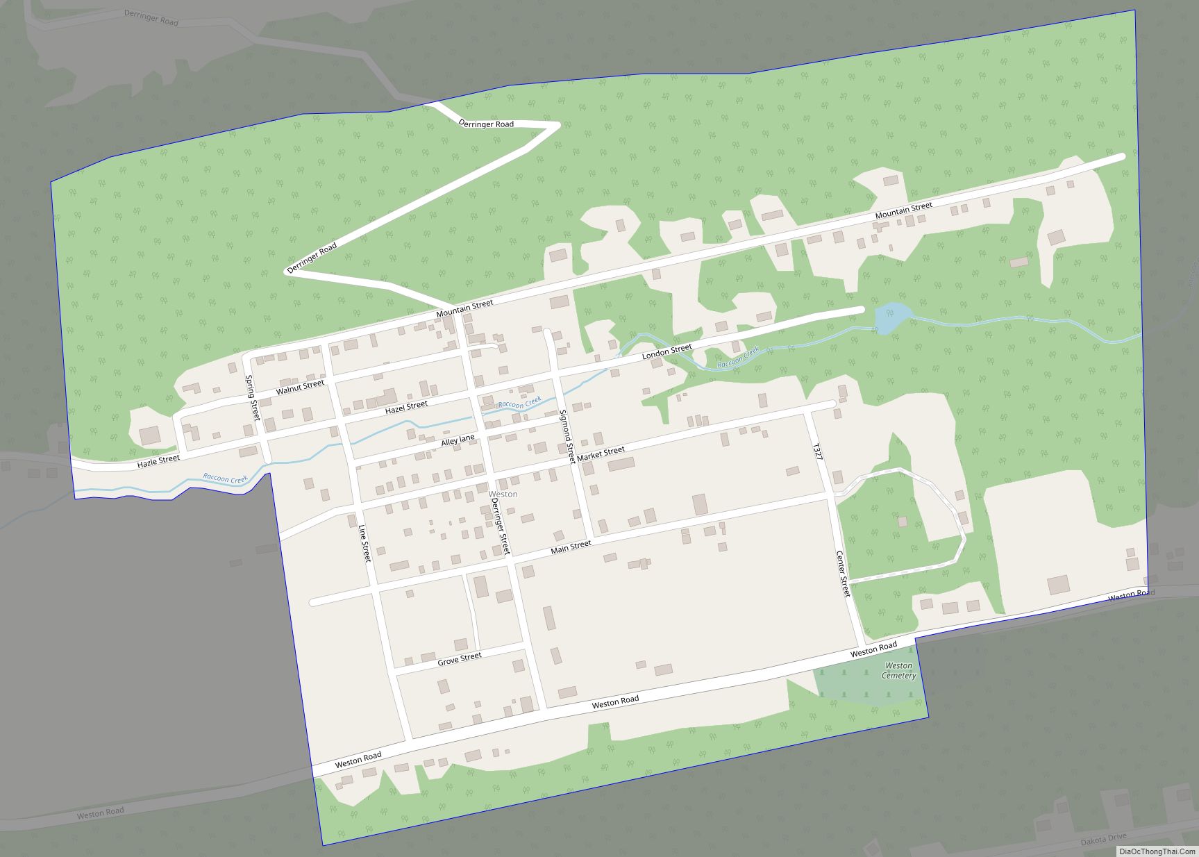 Map of Weston CDP, Pennsylvania