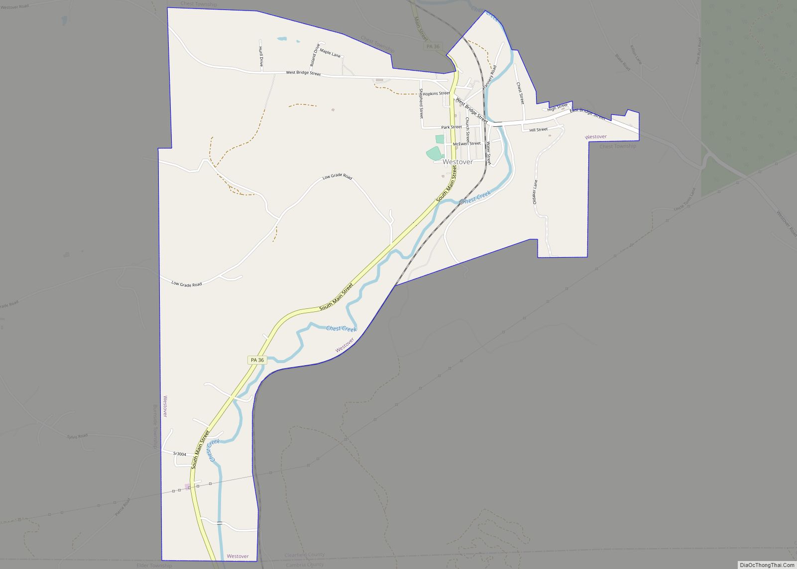 Map of Westover borough, Pennsylvania