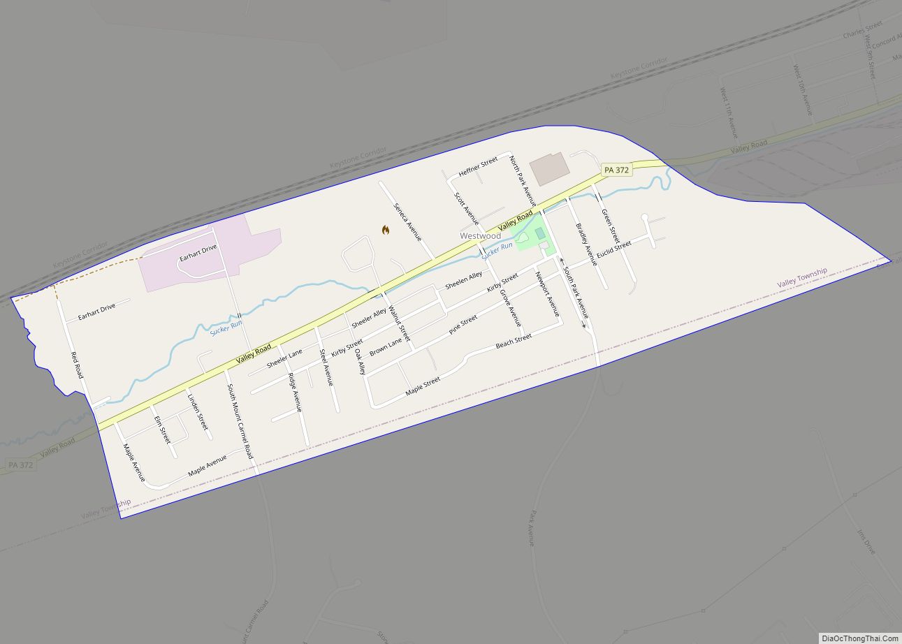 Map of Westwood CDP, Pennsylvania