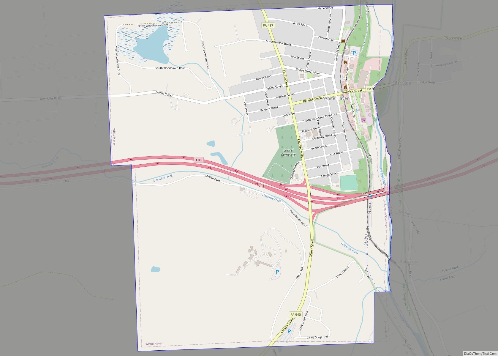 Map of White Haven borough, Pennsylvania