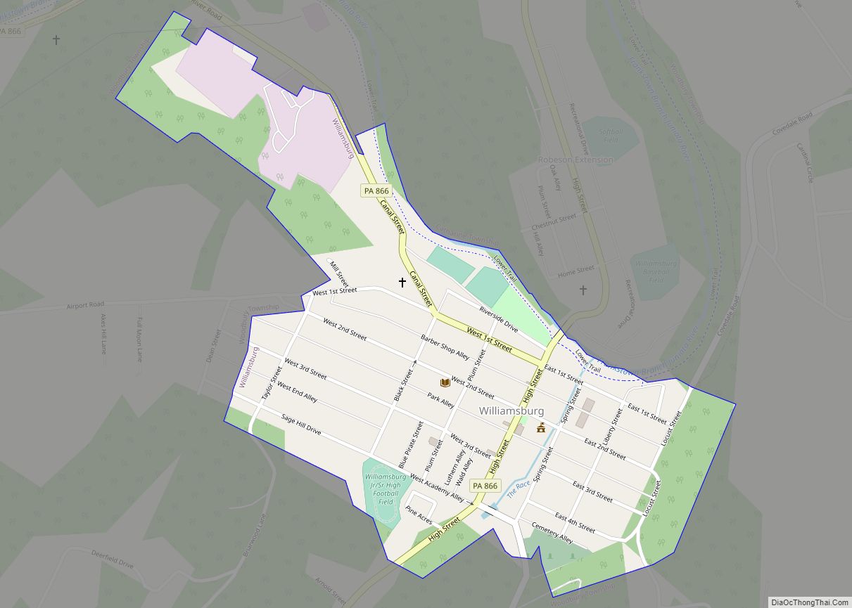 Map of Williamsburg borough, Pennsylvania