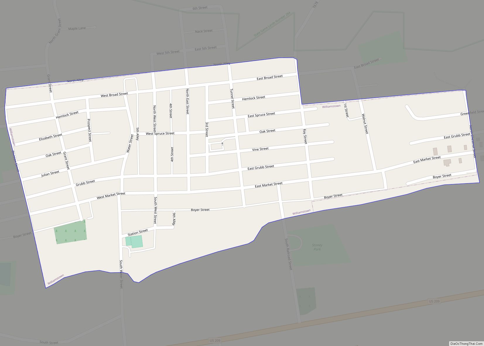 Map of Williamstown borough, Pennsylvania