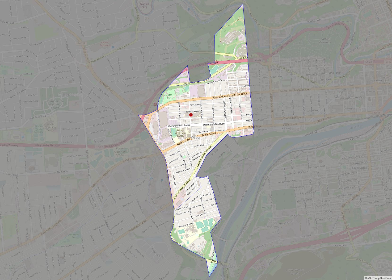 Map of Wilson borough, Pennsylvania