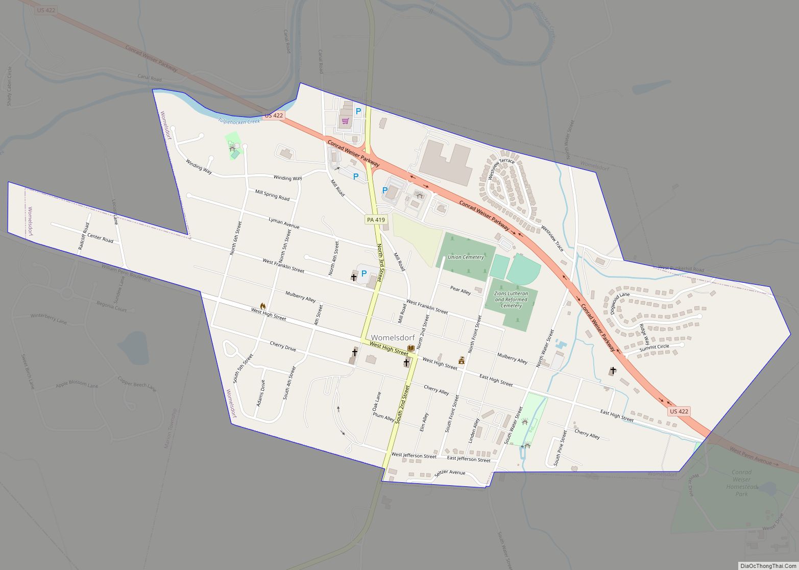 Map of Womelsdorf borough