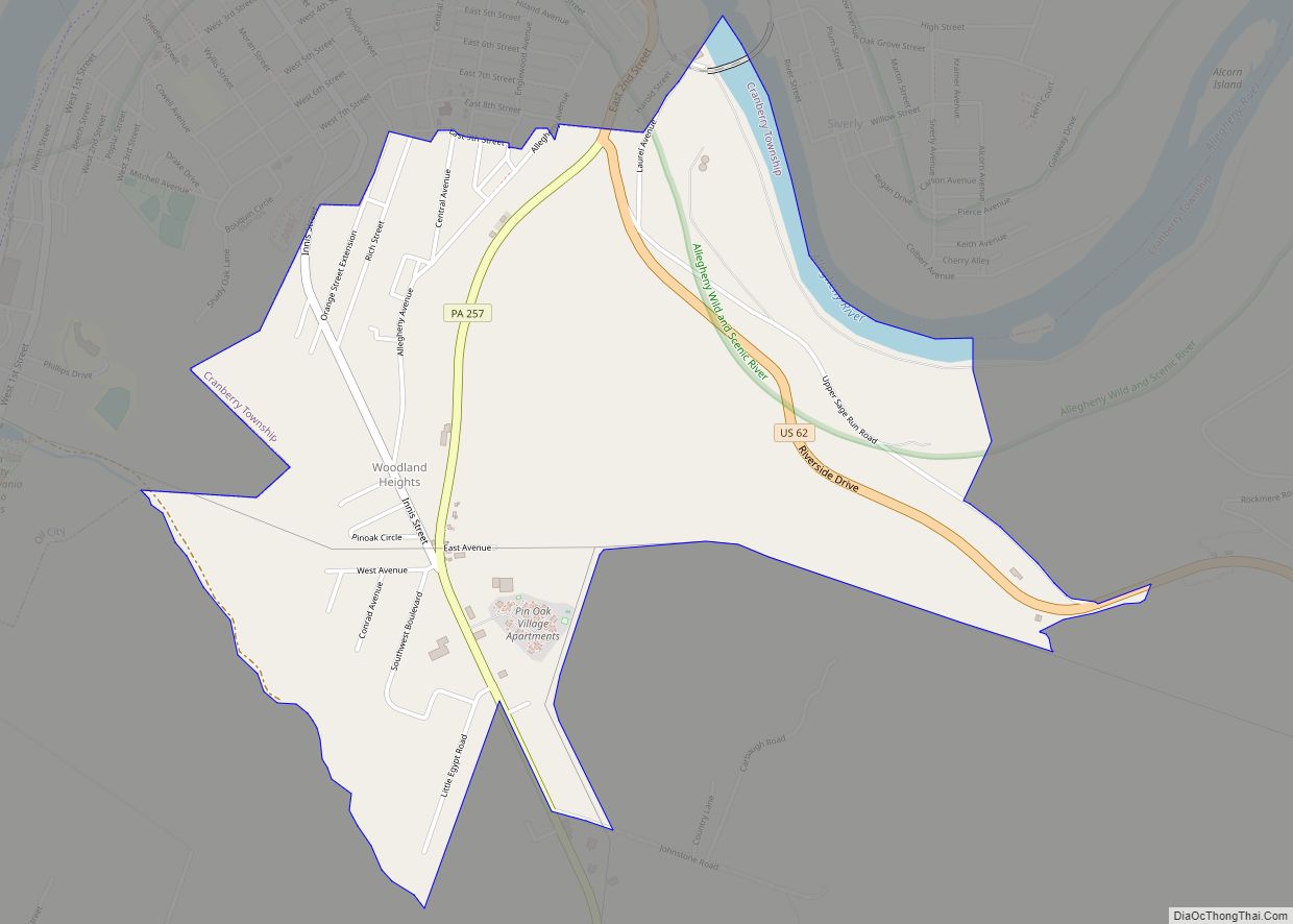 Map of Woodland Heights CDP