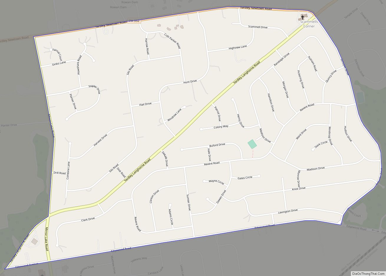 Map of Woodside CDP, Pennsylvania