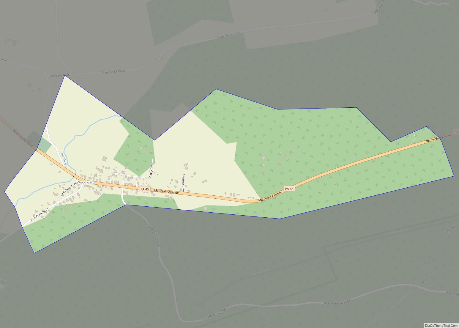 Map of Woodward CDP, Pennsylvania