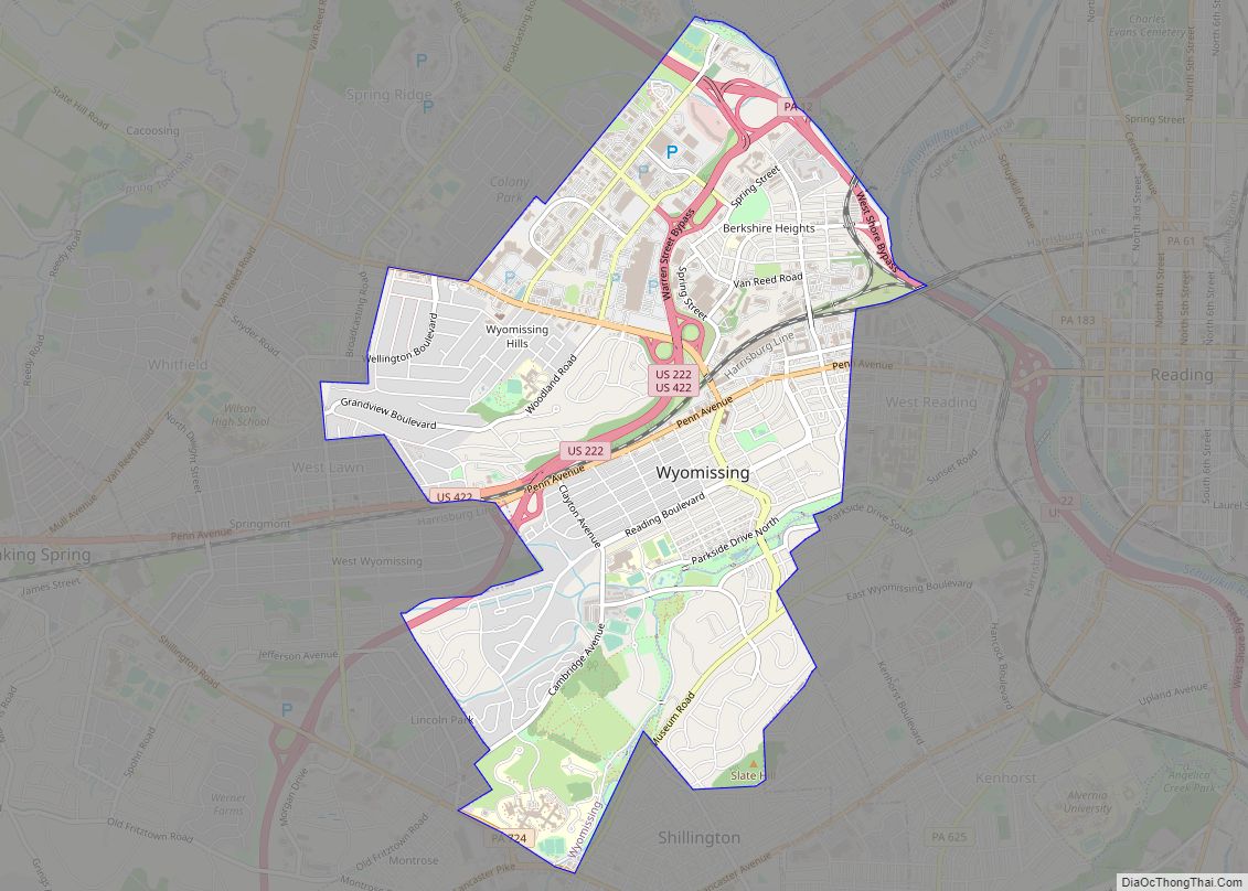 Map of Wyomissing borough