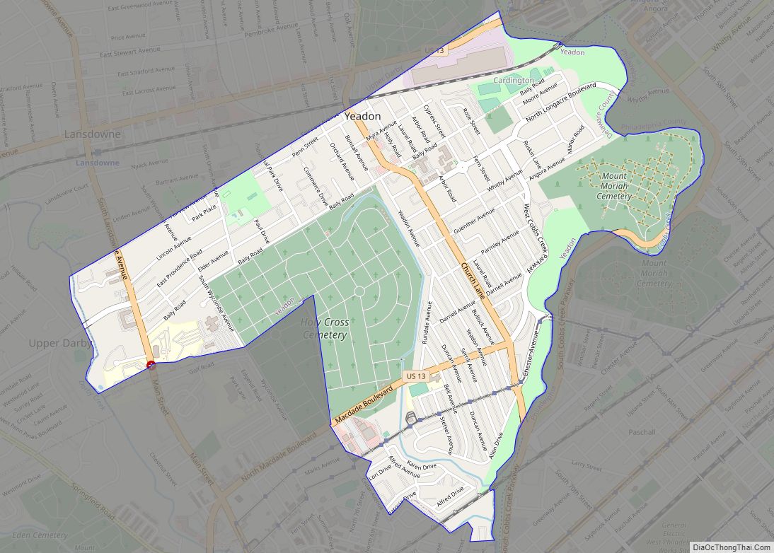Map of Yeadon borough
