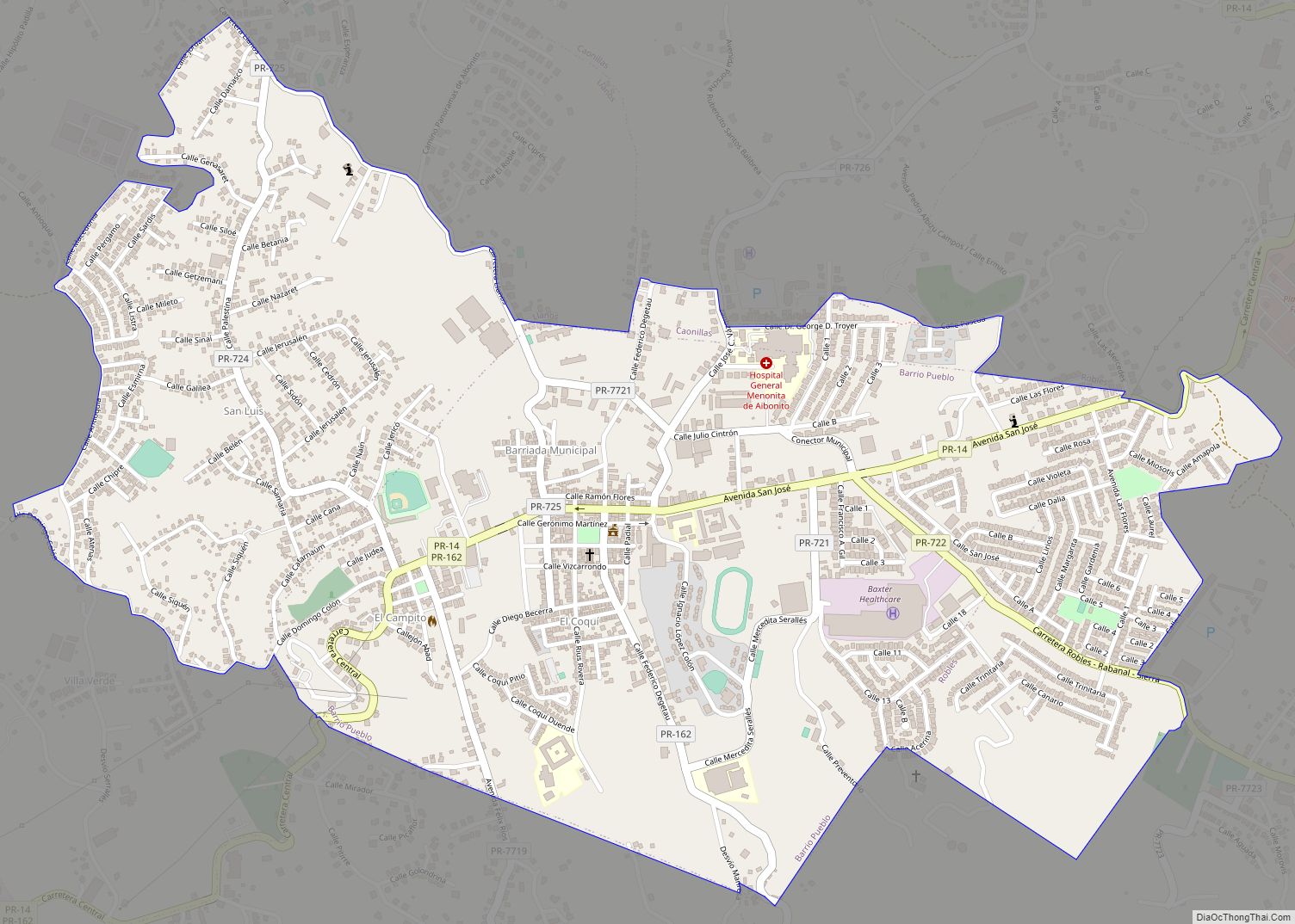 Map of Aibonito zona urbana