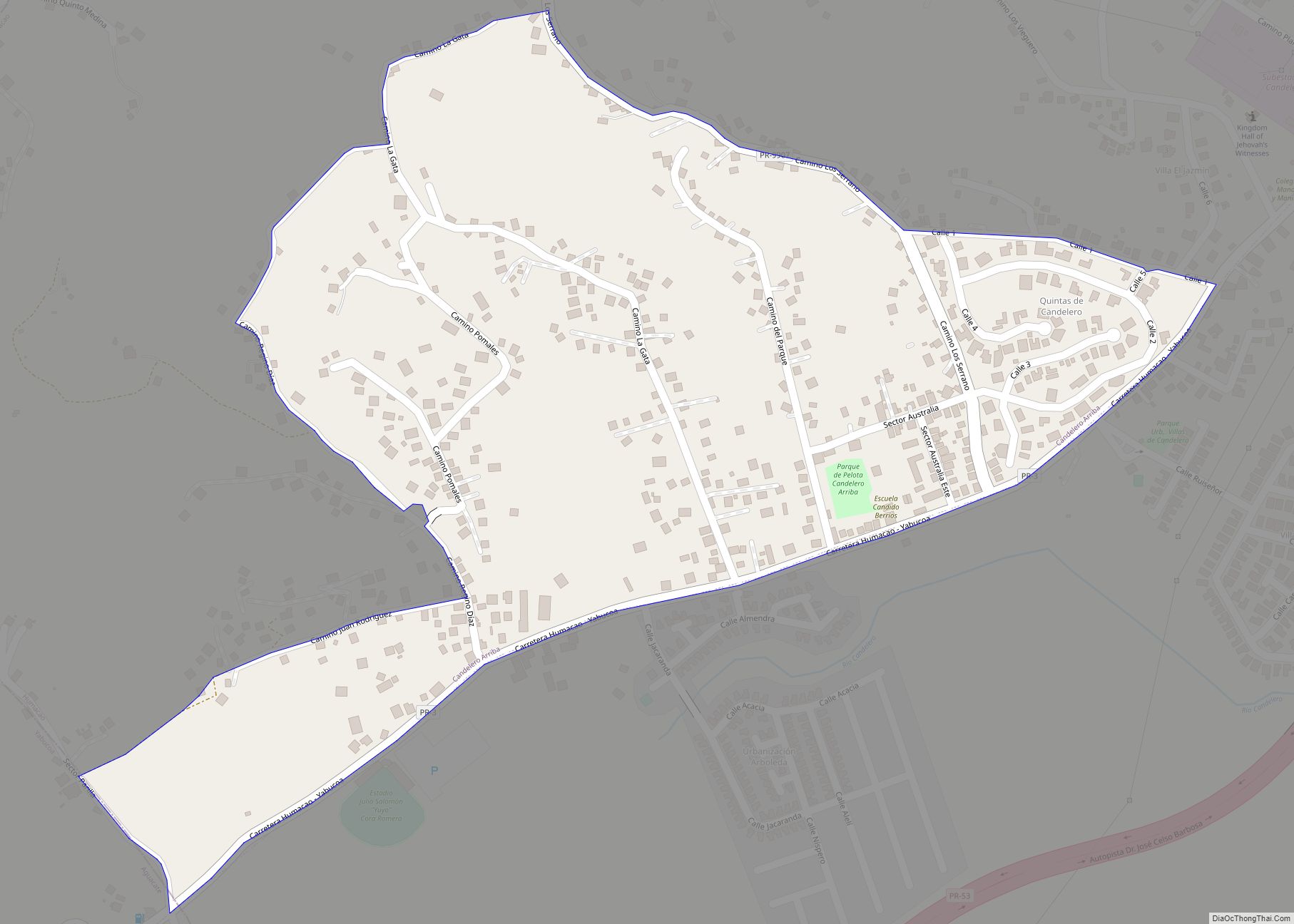 Map of Candelero Arriba comunidad