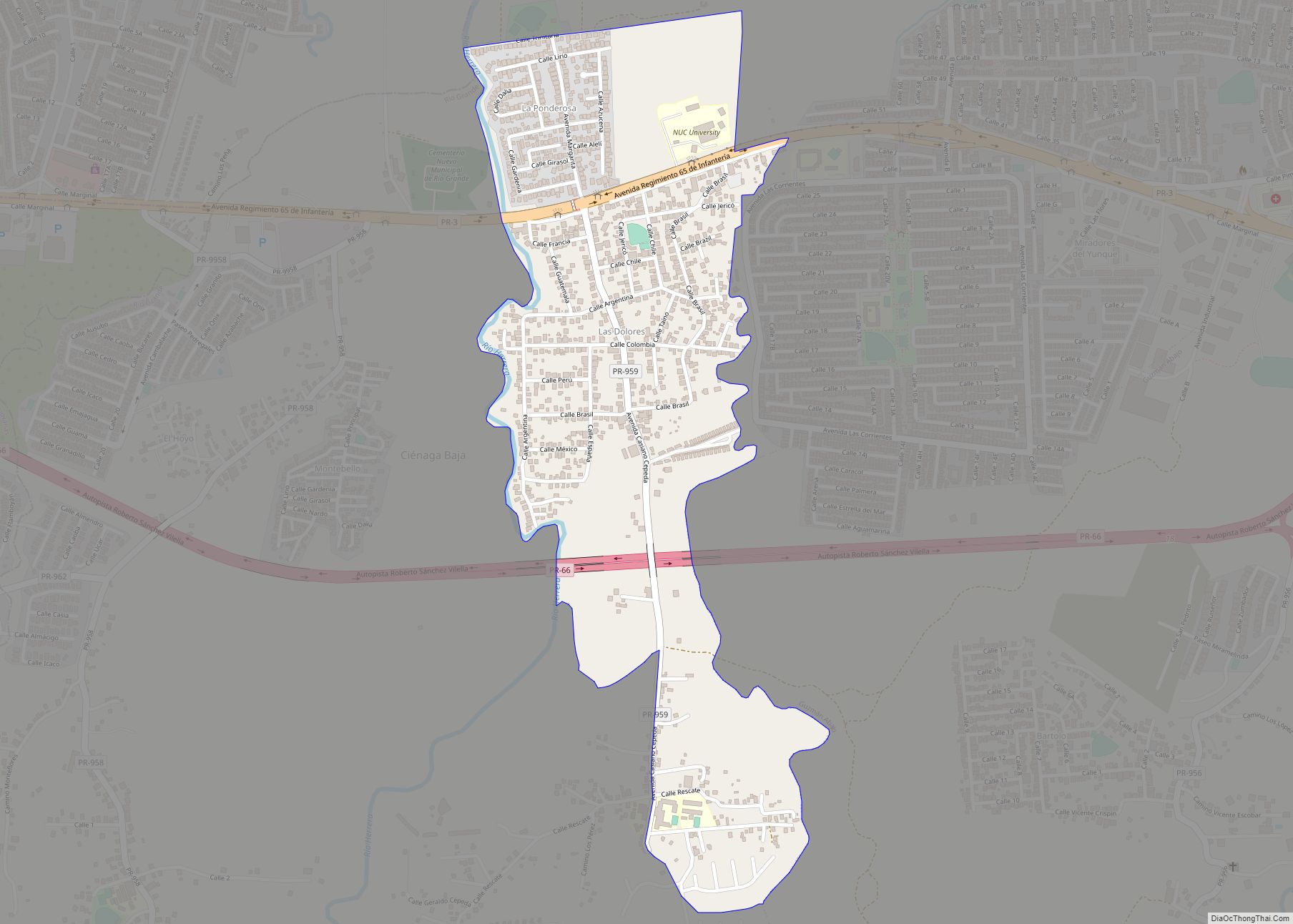 Map of La Dolores comunidad