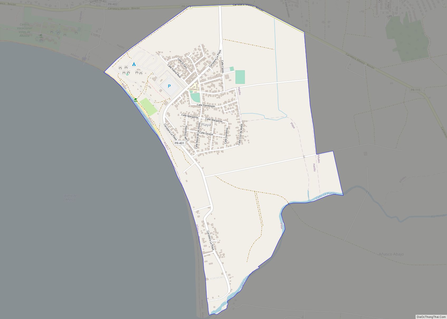 Map of La Playa comunidad