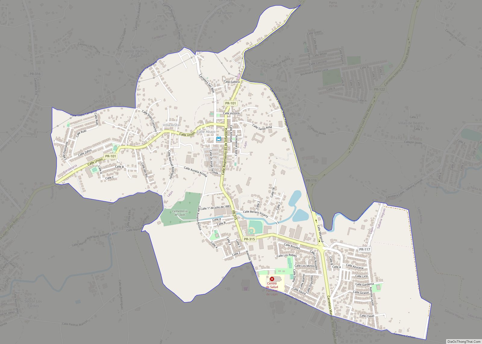 Map of Lajas zona urbana