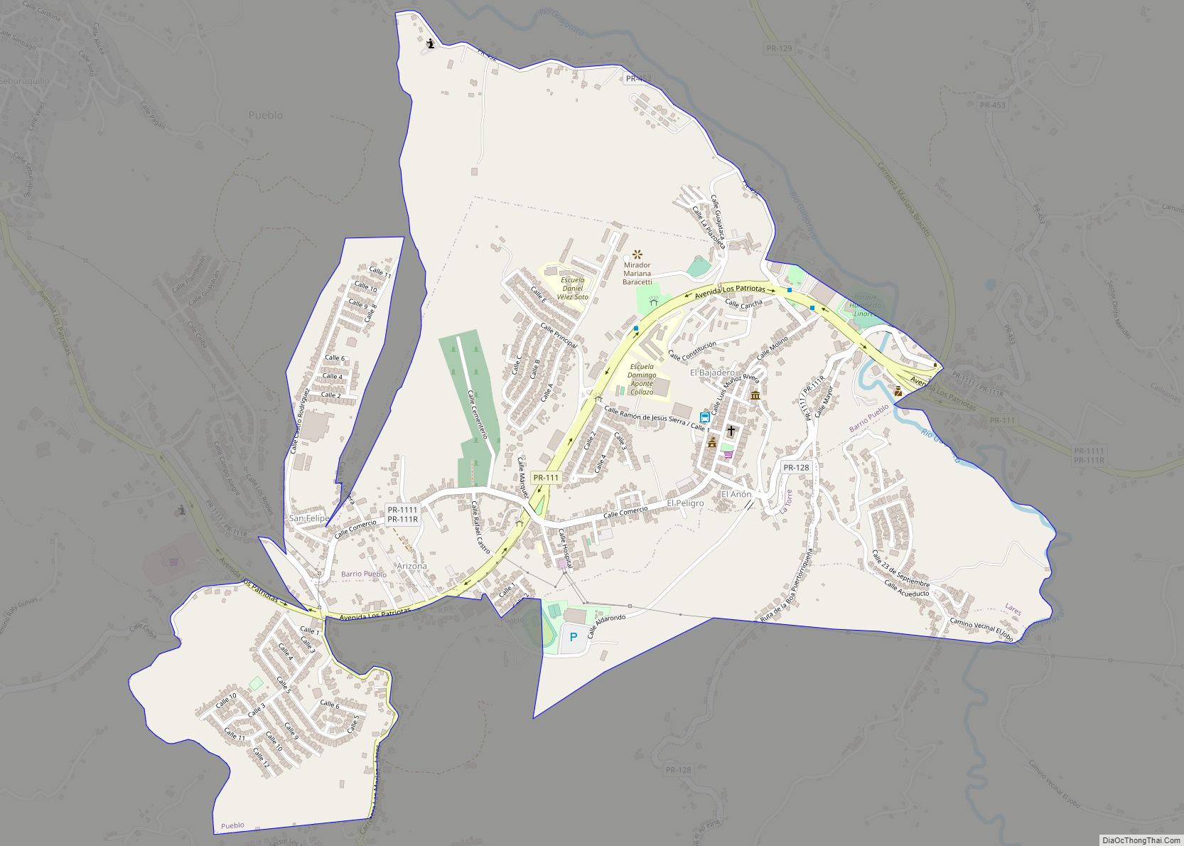 Map of Lares zona urbana