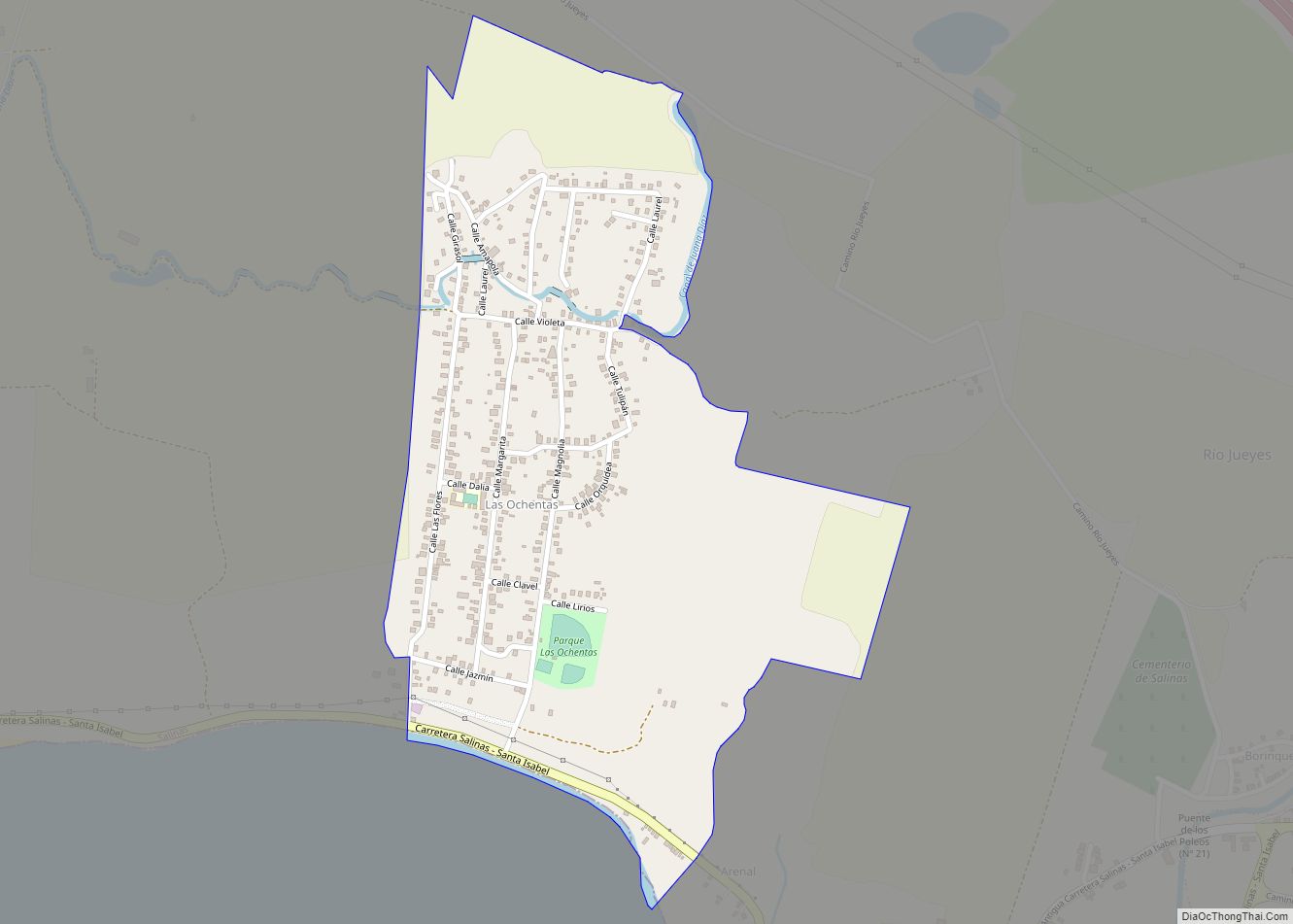 Map of Las Ochenta comunidad