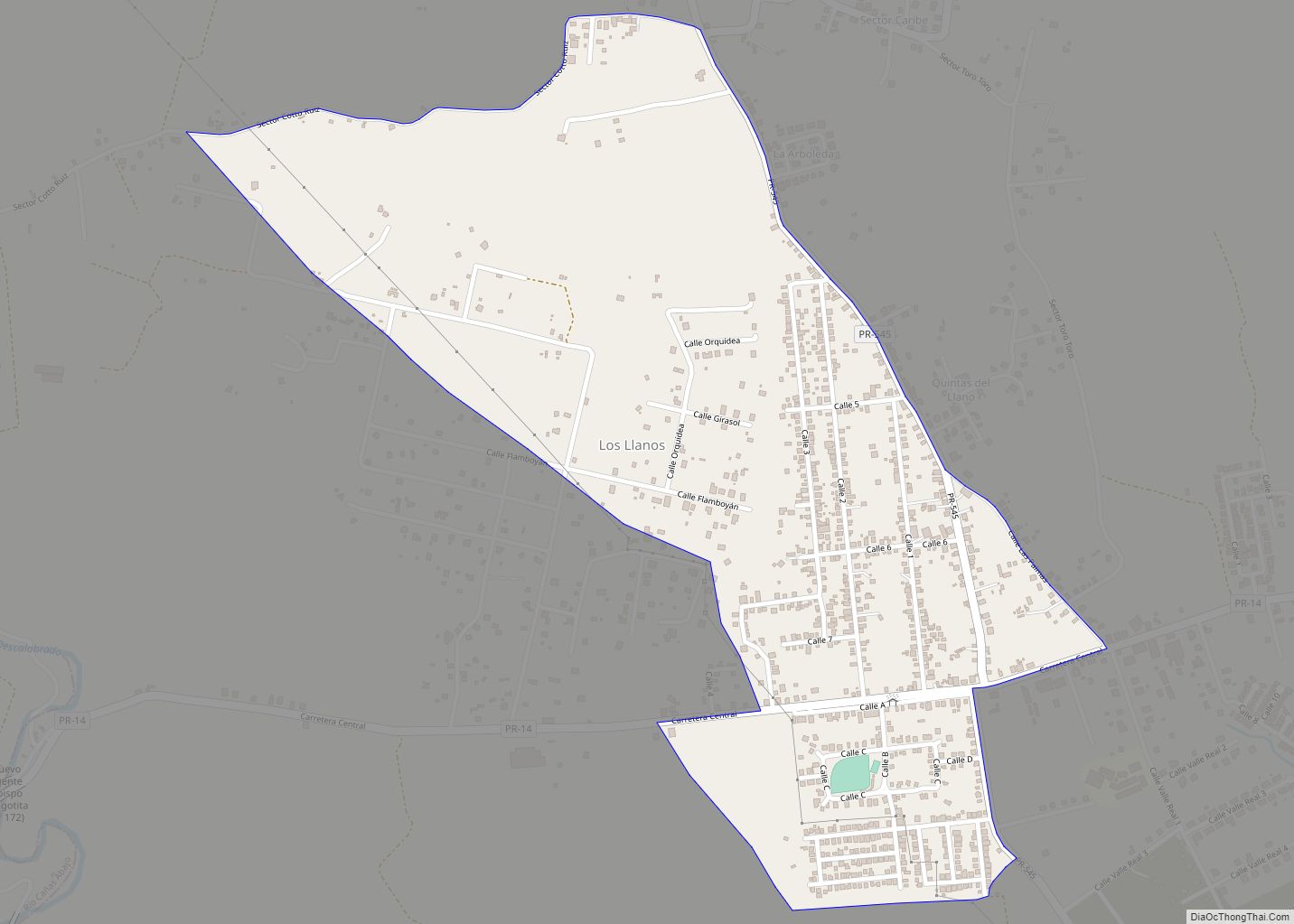 Map of Los Llanos comunidad