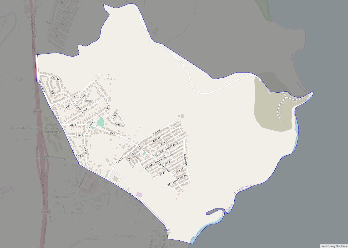 Map of Luis M. Cintrón comunidad