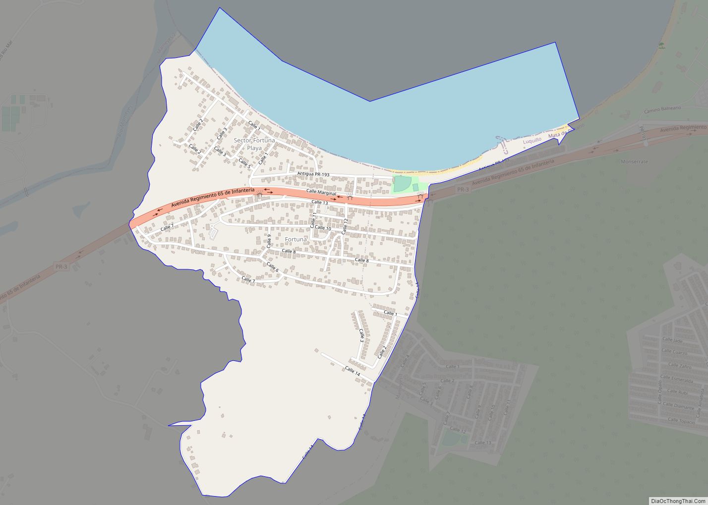 Map of Playa Fortuna comunidad