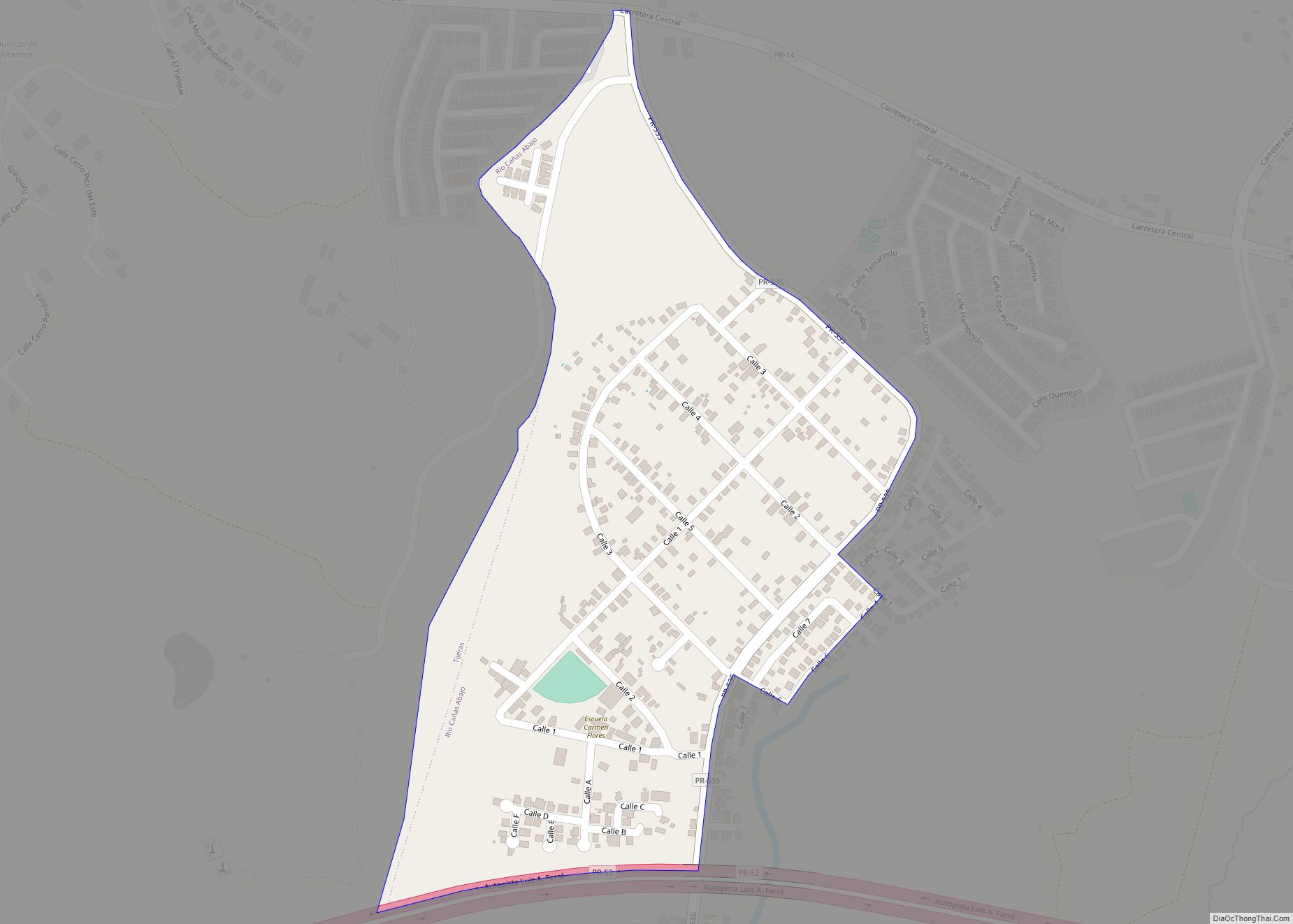 Map of Río Cañas Abajo comunidad