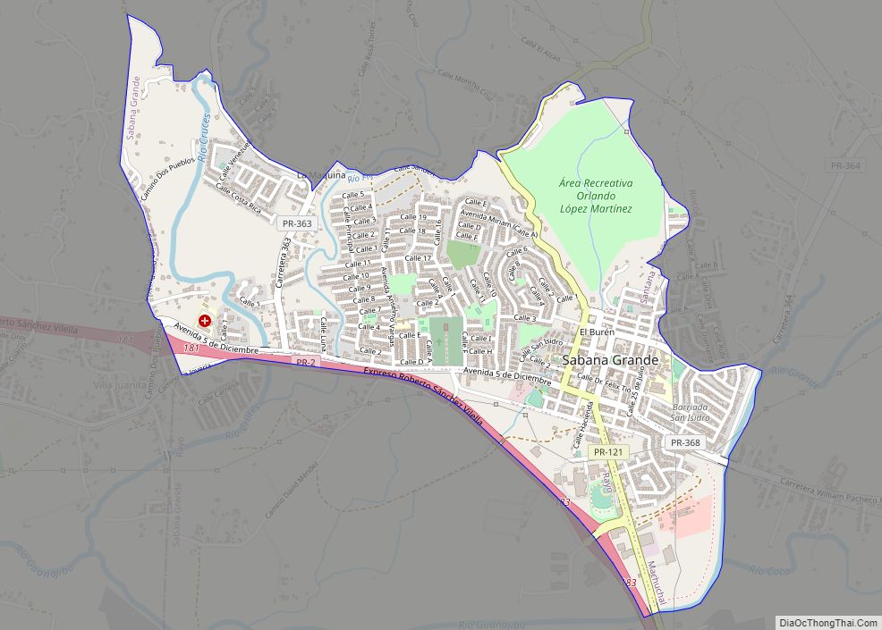 Map of Sabana Grande zona urbana