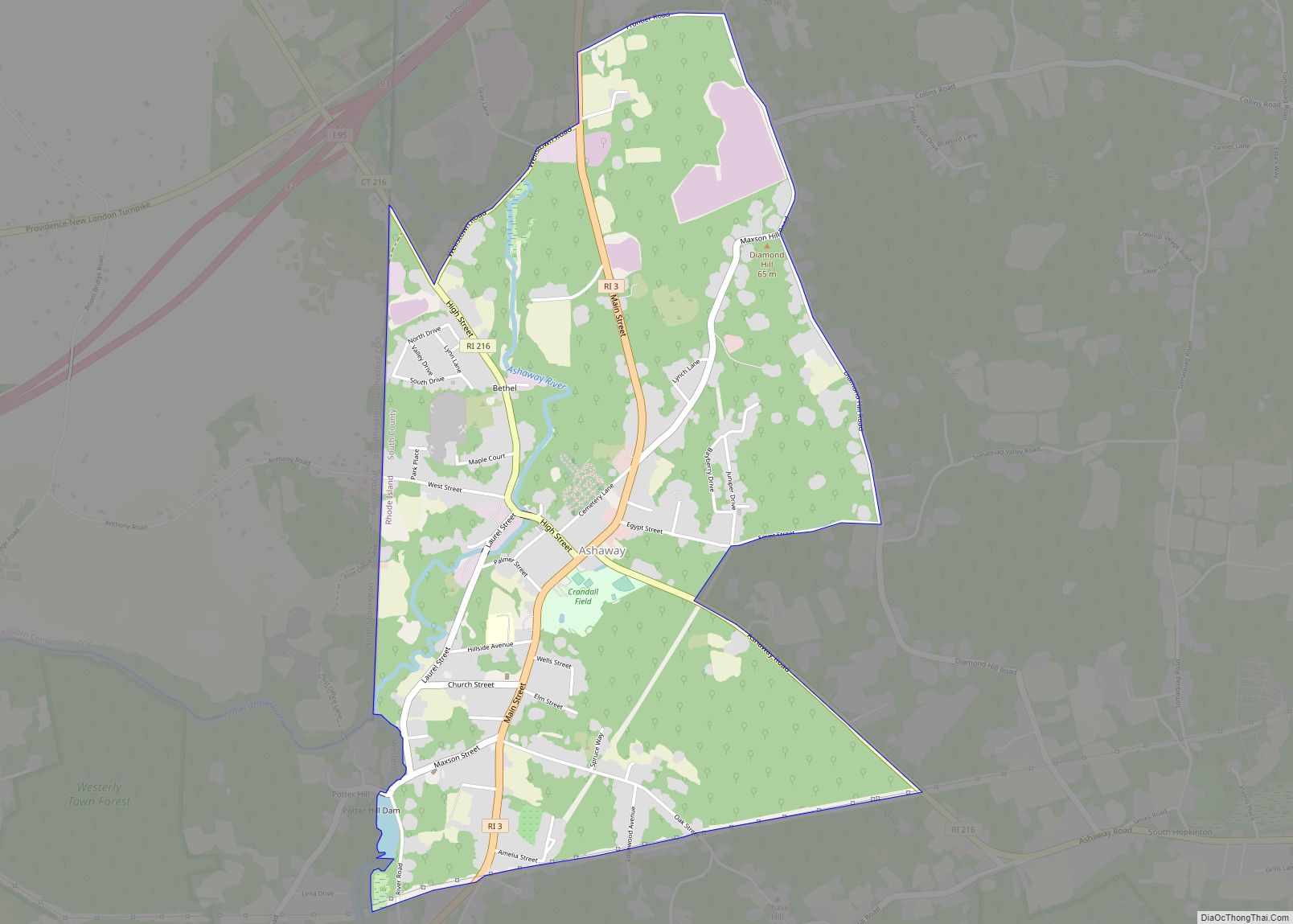 Map of Ashaway CDP