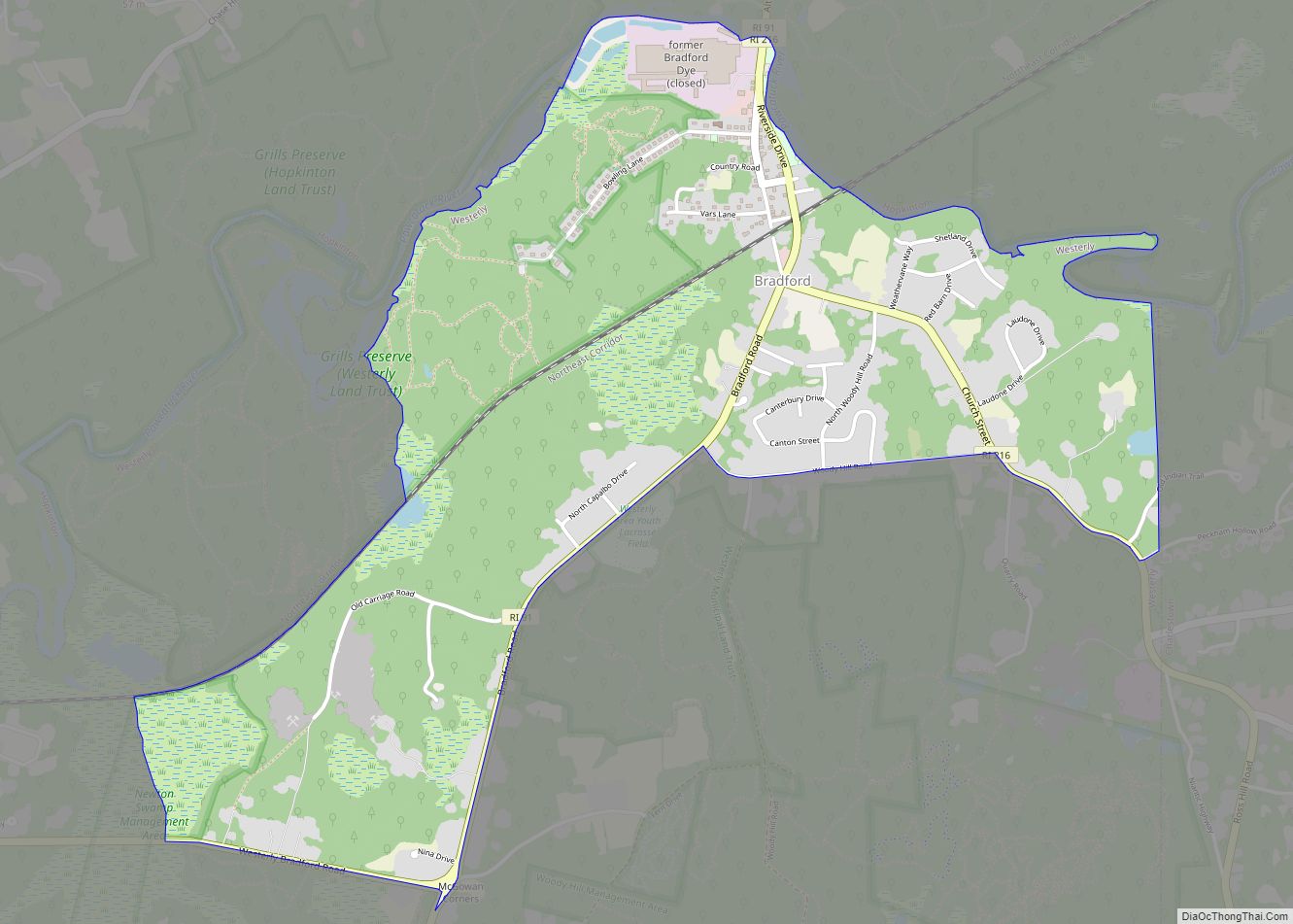 Map of Bradford CDP, Rhode Island