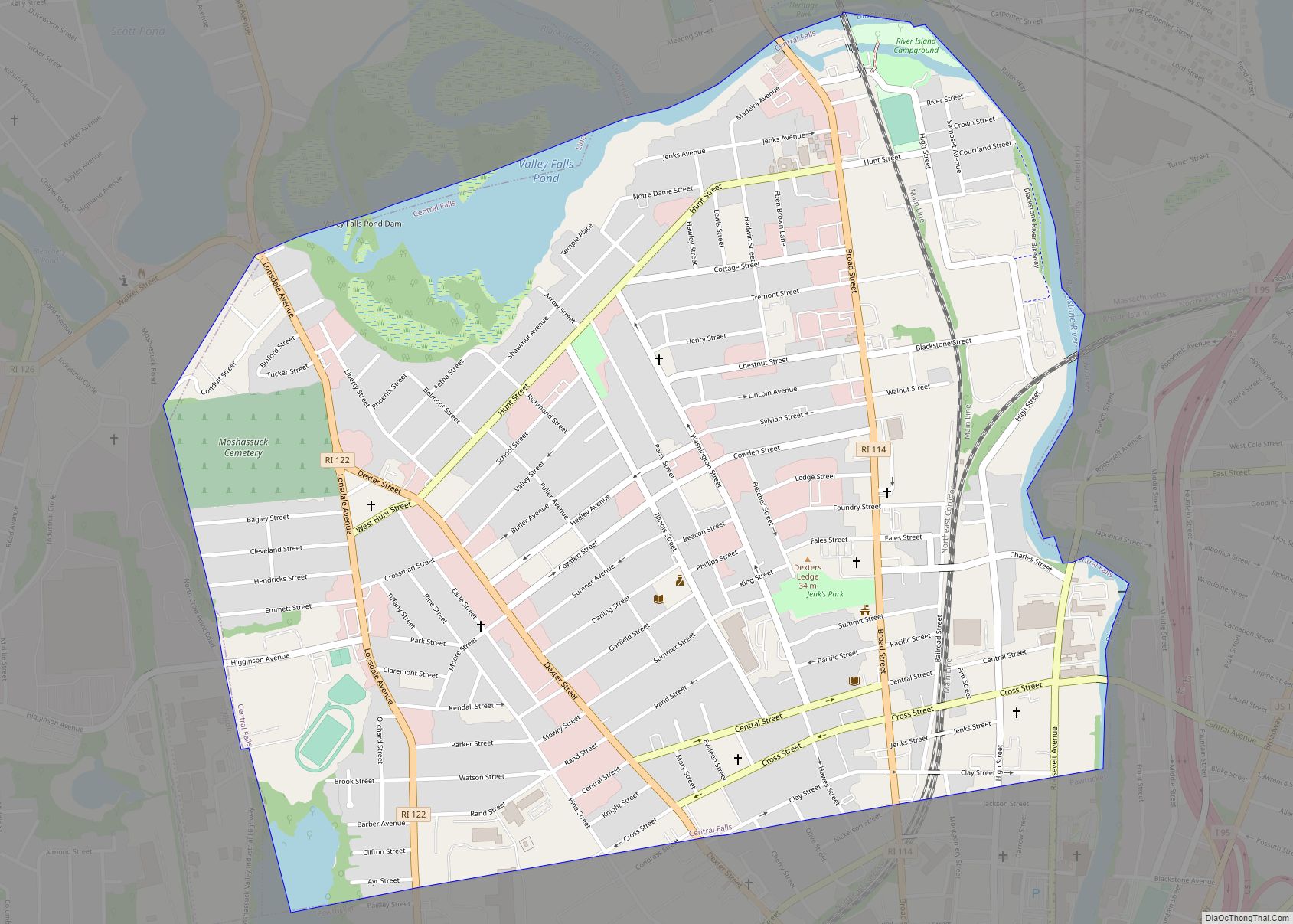 Map of Central Falls city