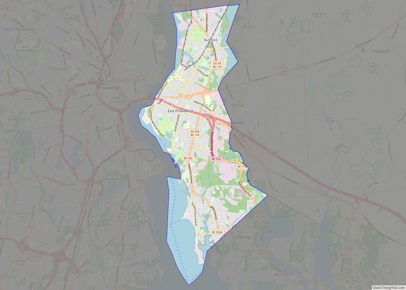 Map of East Providence city
