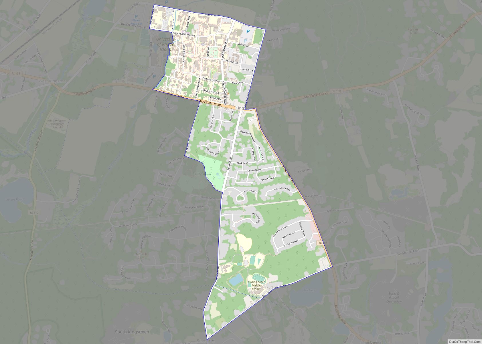 Map of Kingston CDP, Rhode Island