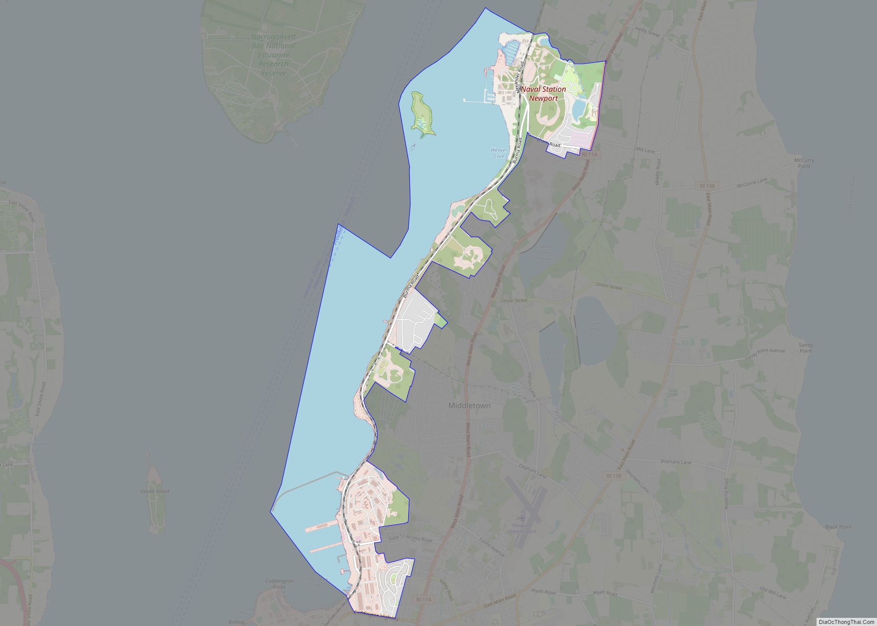 Map of Melville CDP, Rhode Island