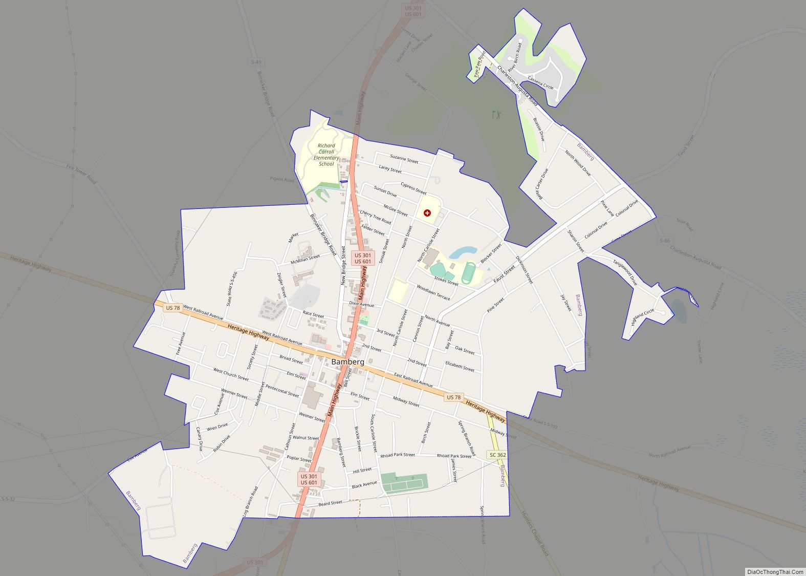 Map of Bamberg town
