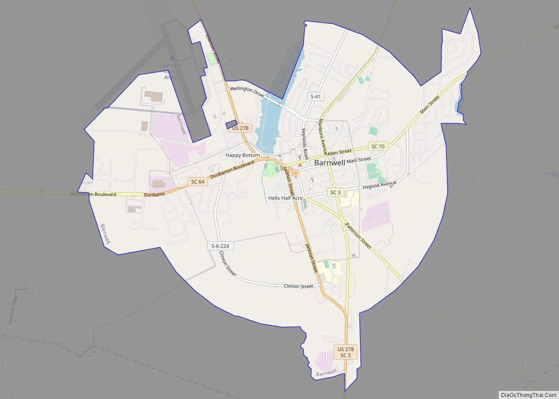 Map of Barnwell city